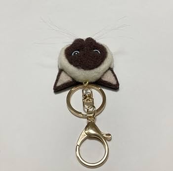 【まるまる】 羊毛フェルト 猫  シャムトラ　キーホルダー 羊毛フェルト シャムトラ 猫 ブローチ キーホルダー マグネット